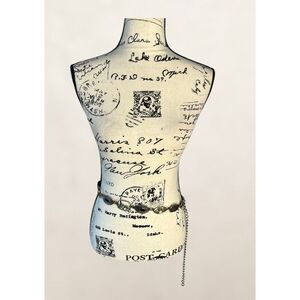 Chico's statement belt mixed-metal design oval-shaped cabochons dark blue